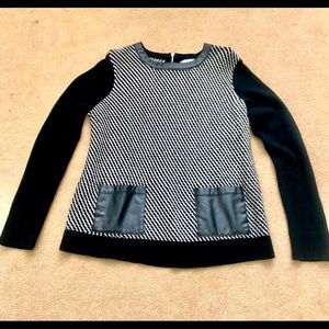 Calvin Klein Chevron, Leather, Zipper Sweater
